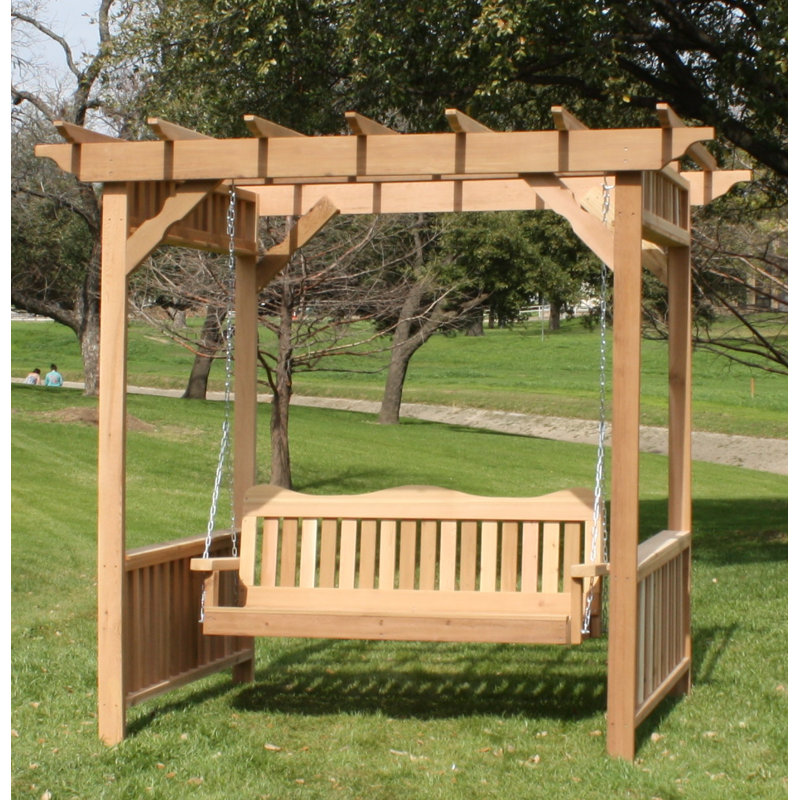 Loon Peak Thayer Cedar Arbor Porch Swing With Stand Wayfair