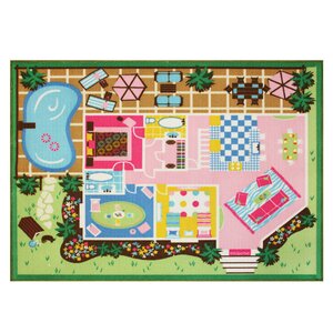 Dollhouse Play Green/Pink Area Rug