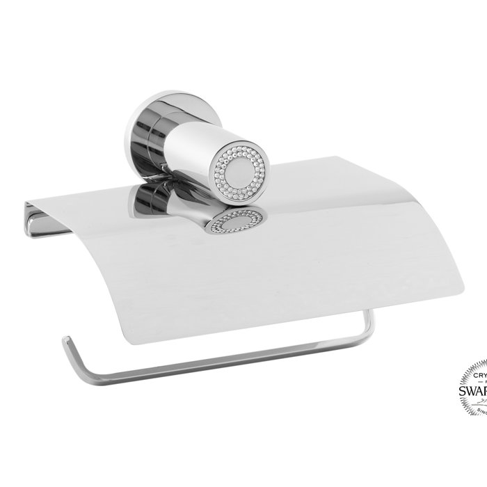 Muse Diamond Wall Mounted Toilet Paper Holder With Lid Swarovski Crystal