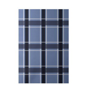 Plaid Light Blue Indoor/Outdoor Area Rug