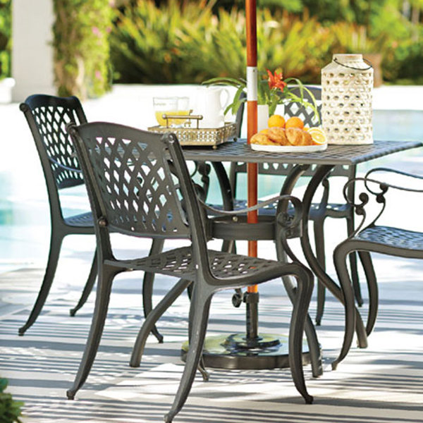 patio dining set sling back chairs