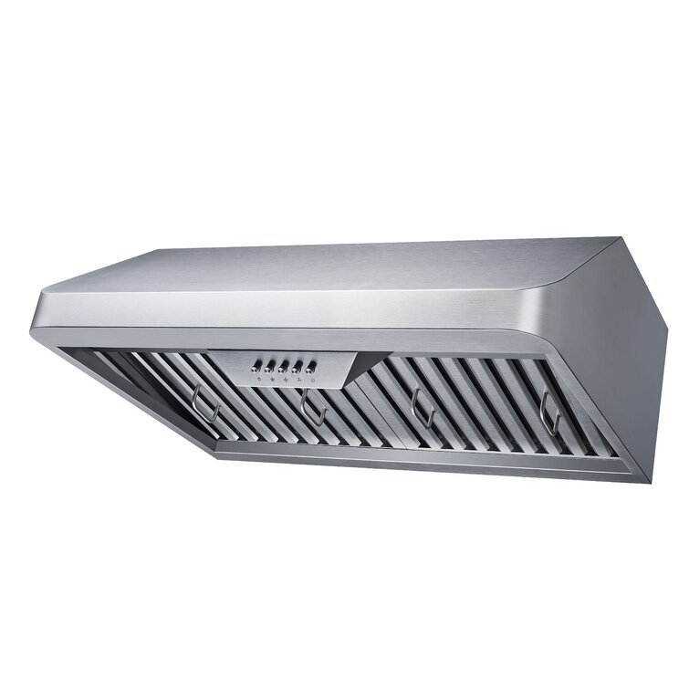 LED lights and 3 Speed Push Buttons Grease Collector 300 CFM Ducted Under Cabinet Range Hood in Black with Baffle Filters Winflo 30 in 