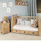 Amelie Childrens Oak Bedroom 2-in-1 Convertible Cot