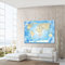 World Map Frozen - Spanish Graphic Art on Canvas in Blue