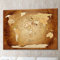 World Map - French Graphic Art on Canvas in Brown
