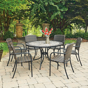 Marble Top Patio Table Wayfair Marble Top Round 7 Piece Dining Set