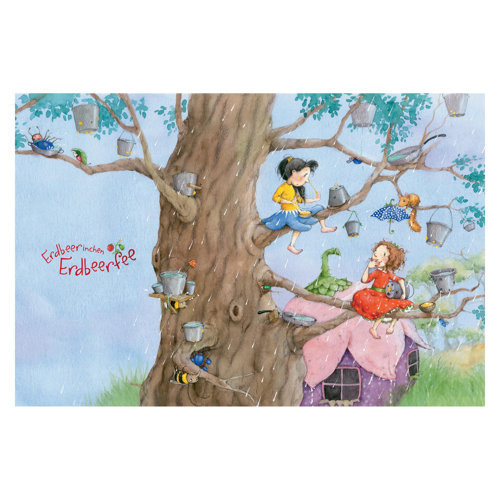 Strawberry Fairy - It's Raining 3.2m x 4.8m Textured Matte Peel & Stick Wall Mural East Urban Home