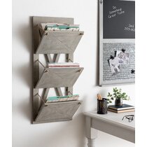 for Home Office or Decor Magazine Document Rack Hanging Wall File Organizer Metal Wall Mounted File Holder Folder with Handles and Hooks 3 Packs 