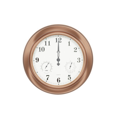 indoor outdoor clock thermometer combo - 18-inch waterproof outdoor wall clock with temperature and humidity by pure garden
