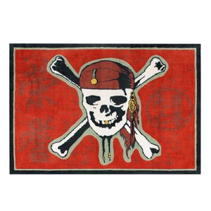 Pirate 3 Red Skull Red Area Rug