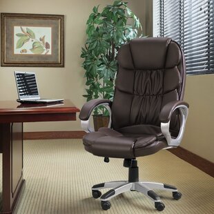 brown leather computer desk chair