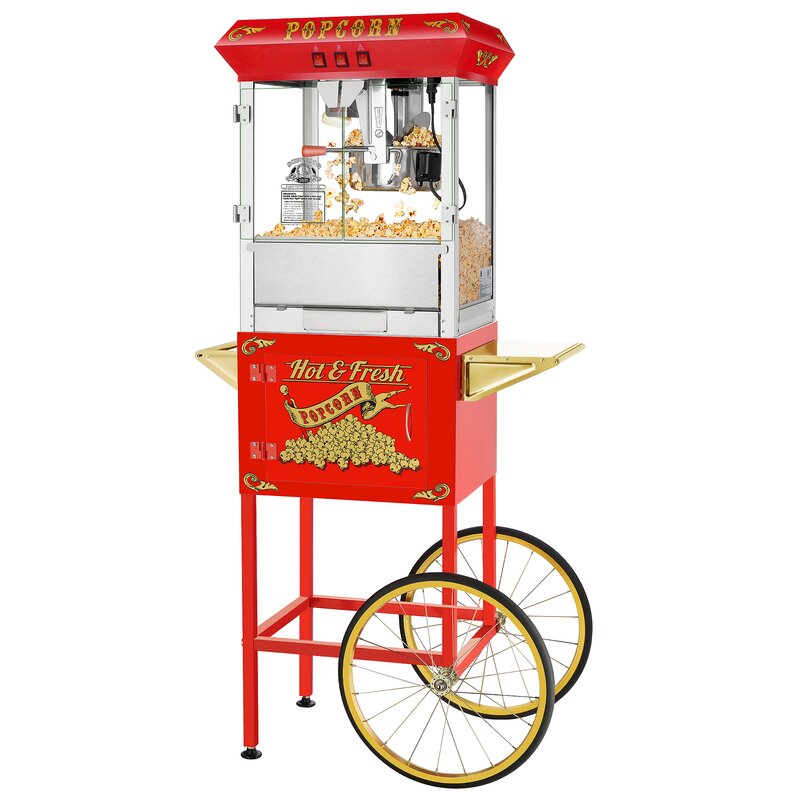 popcorn popper and cart