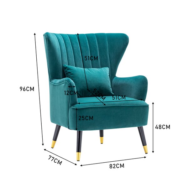 Devon 82Cm Wide Velvet Wingback Chair