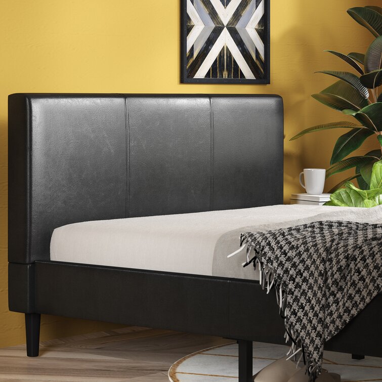 zinus faux leather bed