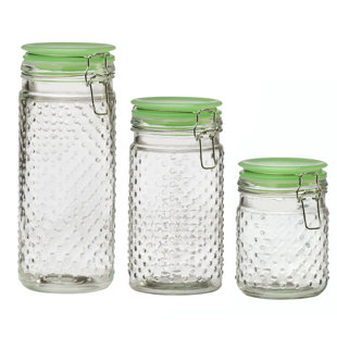 Canister Set With Metal Base Wayfair Emma Hobnail 3 Piece Kitchen Canister Set