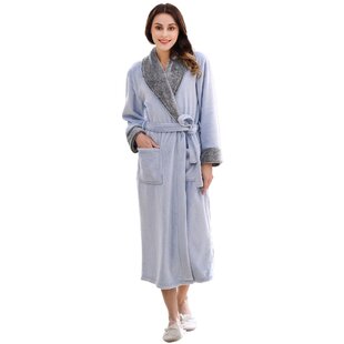 Boohoo Fleece Basic Long Robe in Grey robe dresses and bathrobes Womens Clothing Nightwear and sleepwear Robes Grey 