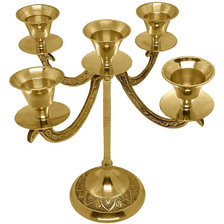 Vintage Brass Candelabra 4 Candlestick Holder Centerpiece Brass Candle Holder