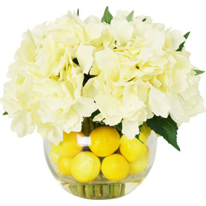 Faux Hydrangeas Floral Arrangements in Decorative Vase