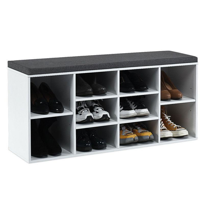 Latitude Run 10 Cube Organizer Entryway Padded Shoe Storage Bench Wayfair