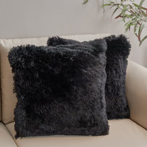 black shag pillow