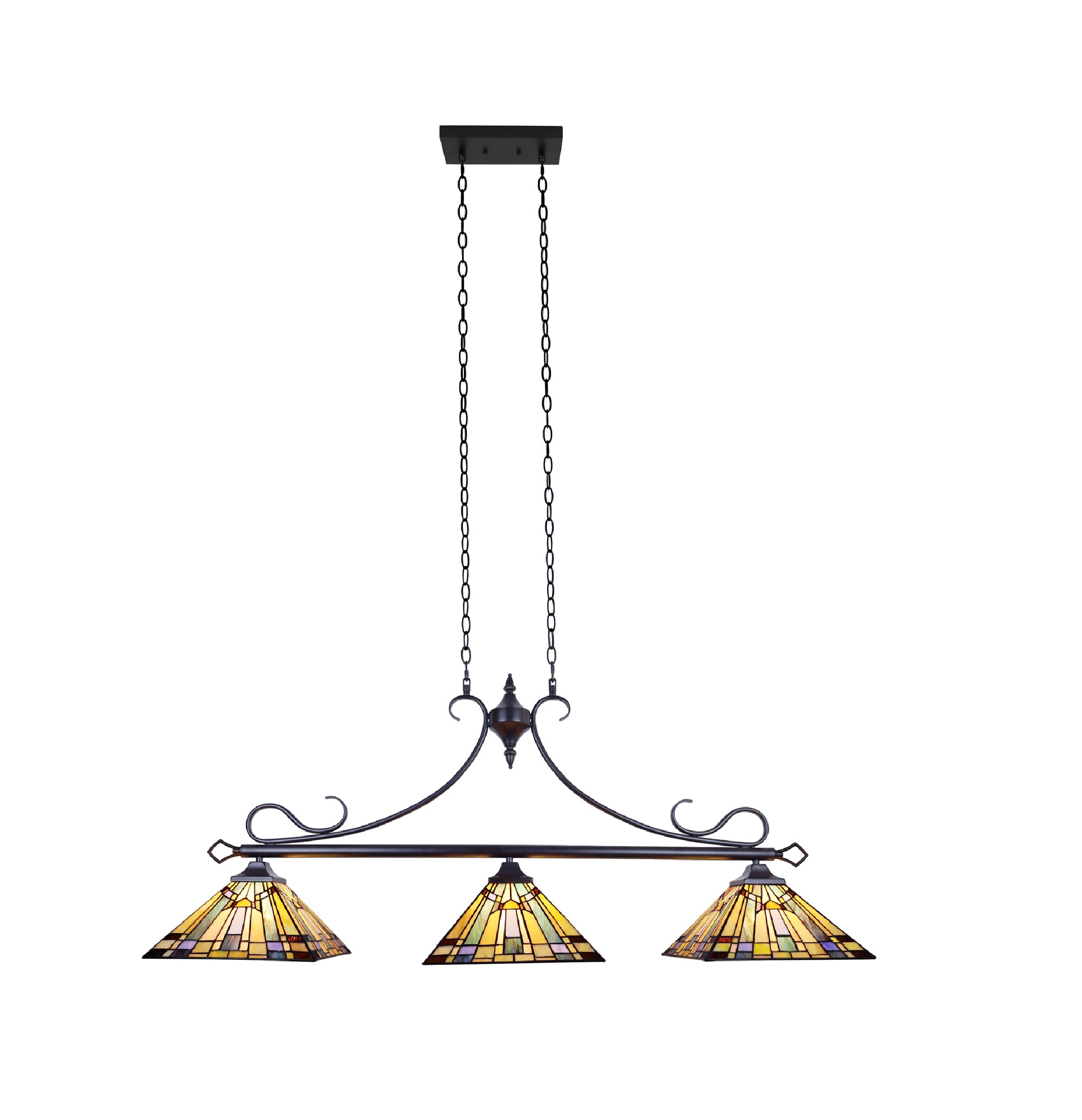 CHLOE Lighting KINSEY Mission Tiffany-Style Blackish Bronze 3 Light ...