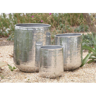Large Metal Planters You Ll Love Wayfair 3 Piece Aluminum Pot Planter Set