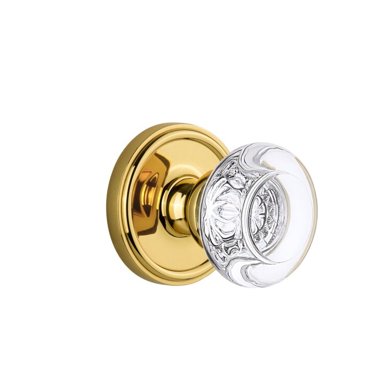 Grandeur Fifth Avenue Plate with Bordeaux Crystal Knob Double Dummy Polished Brass 