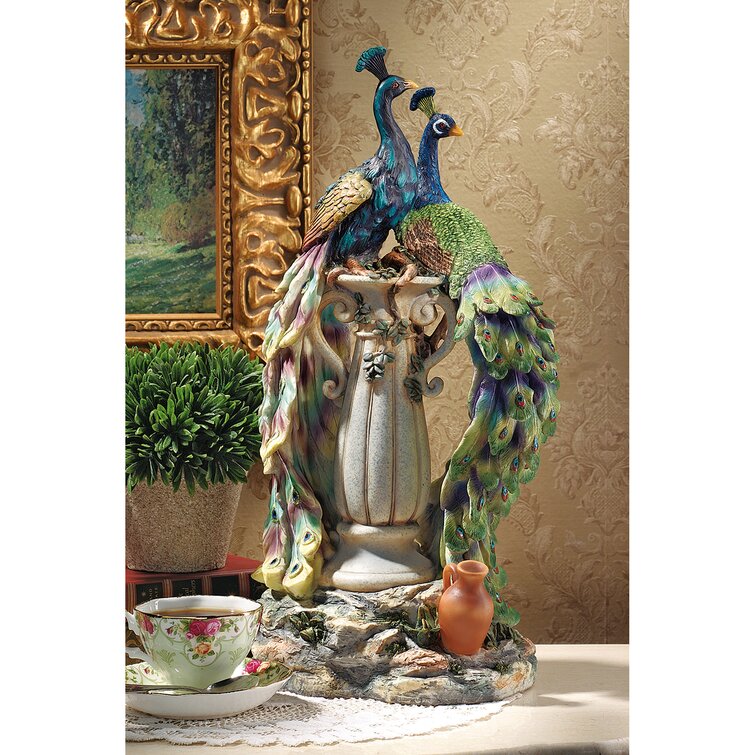 Full Color Design Toscano Peacocks in Paradise Home Decor Statue Polyresin 48 cm 