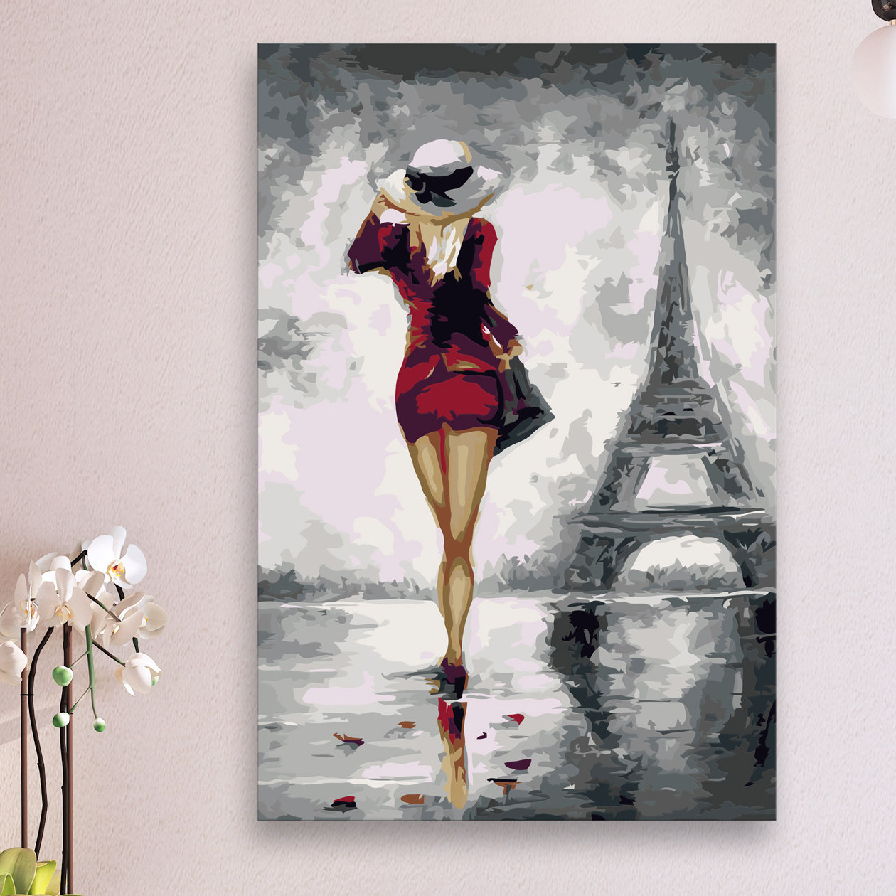 17 Stories Diy Leinwandbild Set Junge Pariserin Malen Nach Zahlen Wayfair De