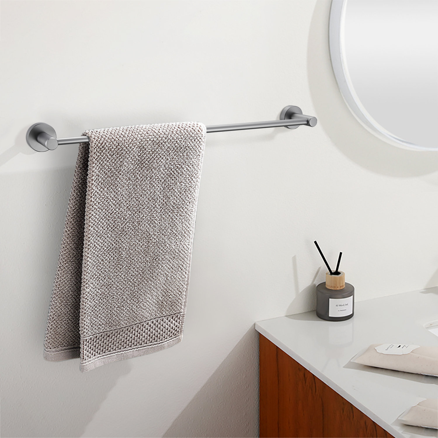 BENSON HOME Adjustable Bathroom Towel Bar, Wall Mounted Stretchable 15. ...
