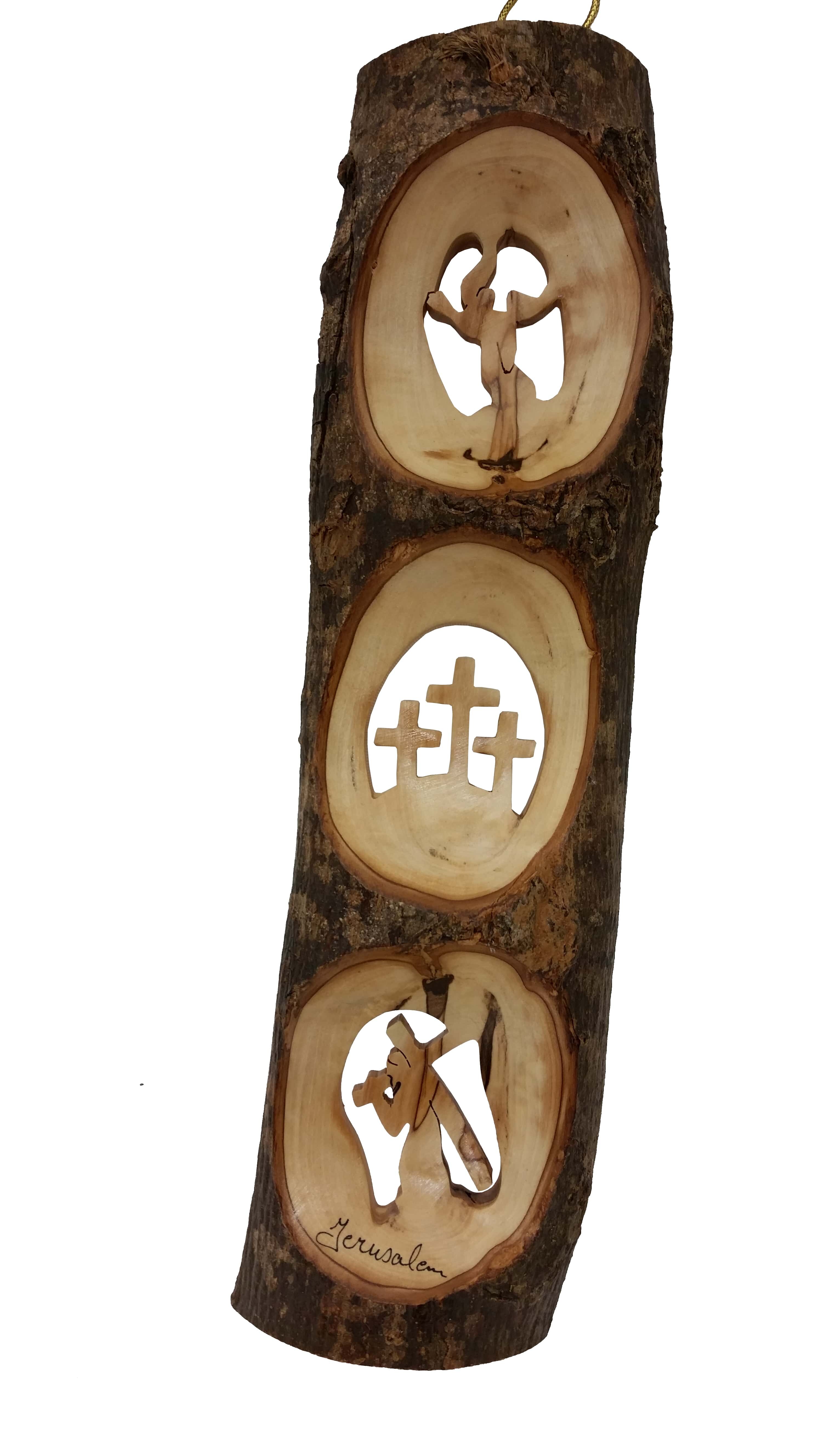 EARTHWOOD FINE WOOD PRODUCTS CC-15 Olive Wood Wall Cross with Knots Brown