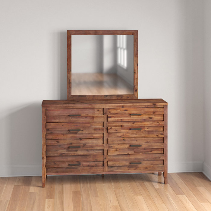 Three Posts Northwich 8 Drawer Double Dresser With Mirror