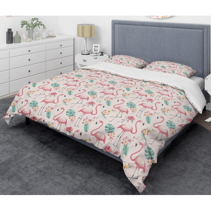 East Urban Home Tropical Botanicals Flowers And Flamingo Ii Mid