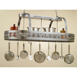 Lighted Hanging Pot Racks You Ll Love Wayfair Leaf Rounded Hanging Pot Rack With 3 Lights