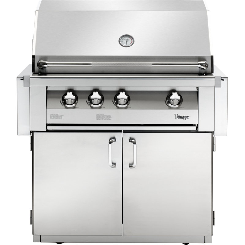 Vintage 36 In Stainless With 2 Door Cart 4 Burner Built In Natural Gas Grill Wayfair