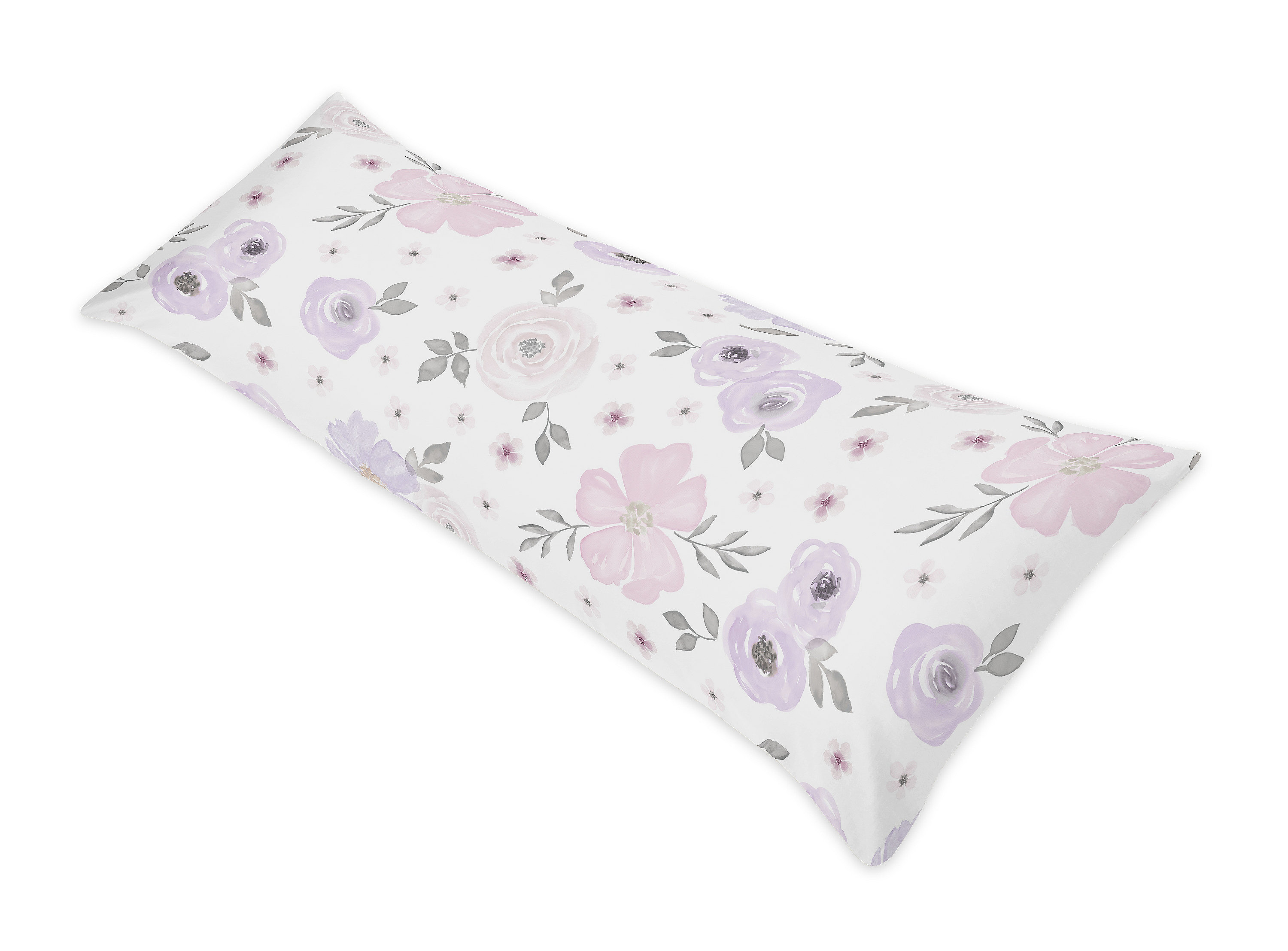 Sweet Jojo Designs Watercolor Floral Flower Body Pillow Case