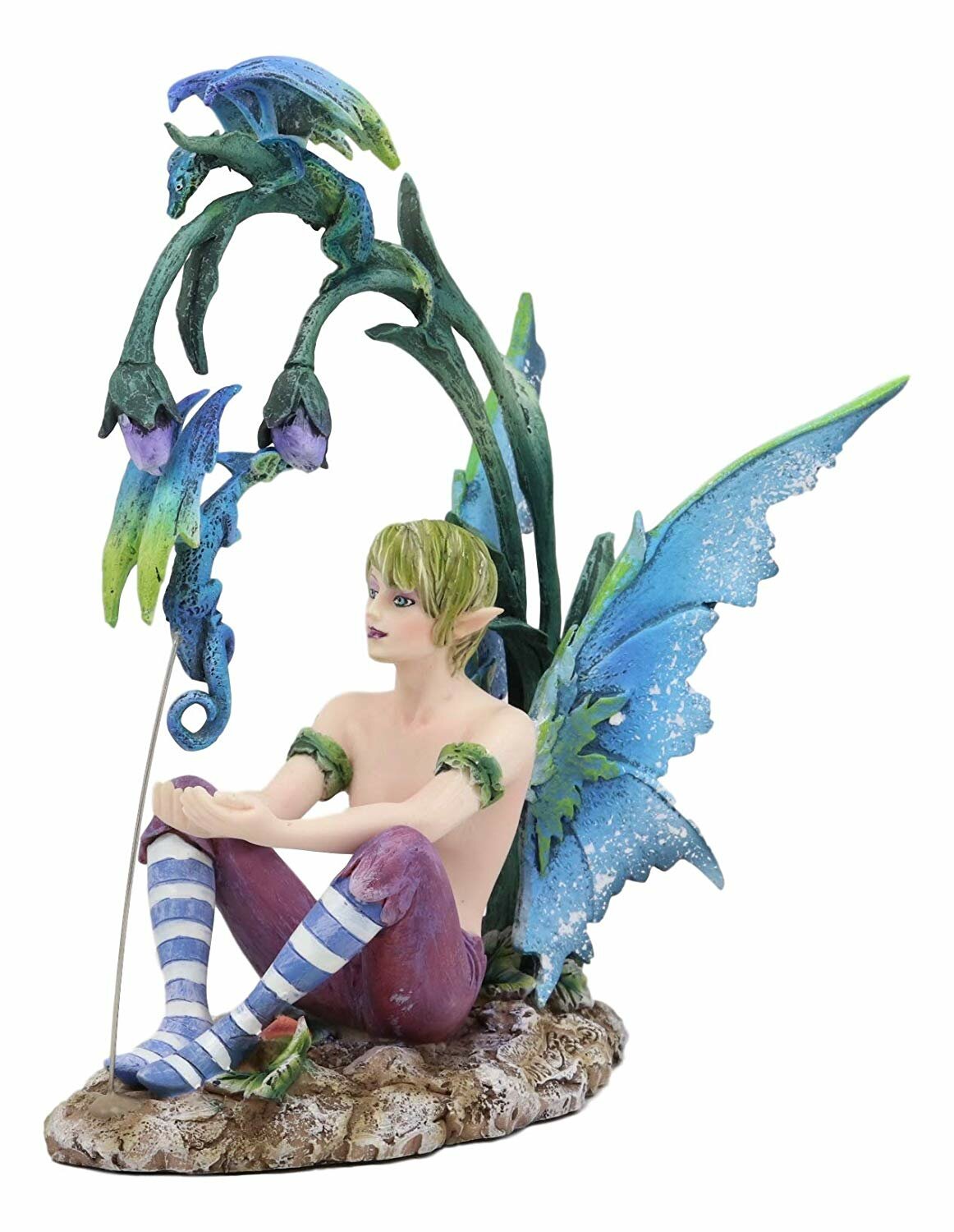 Fairy Garden Wild Boy Faerie Training His Pet Dragon Figurine Amy Brown Fantasy