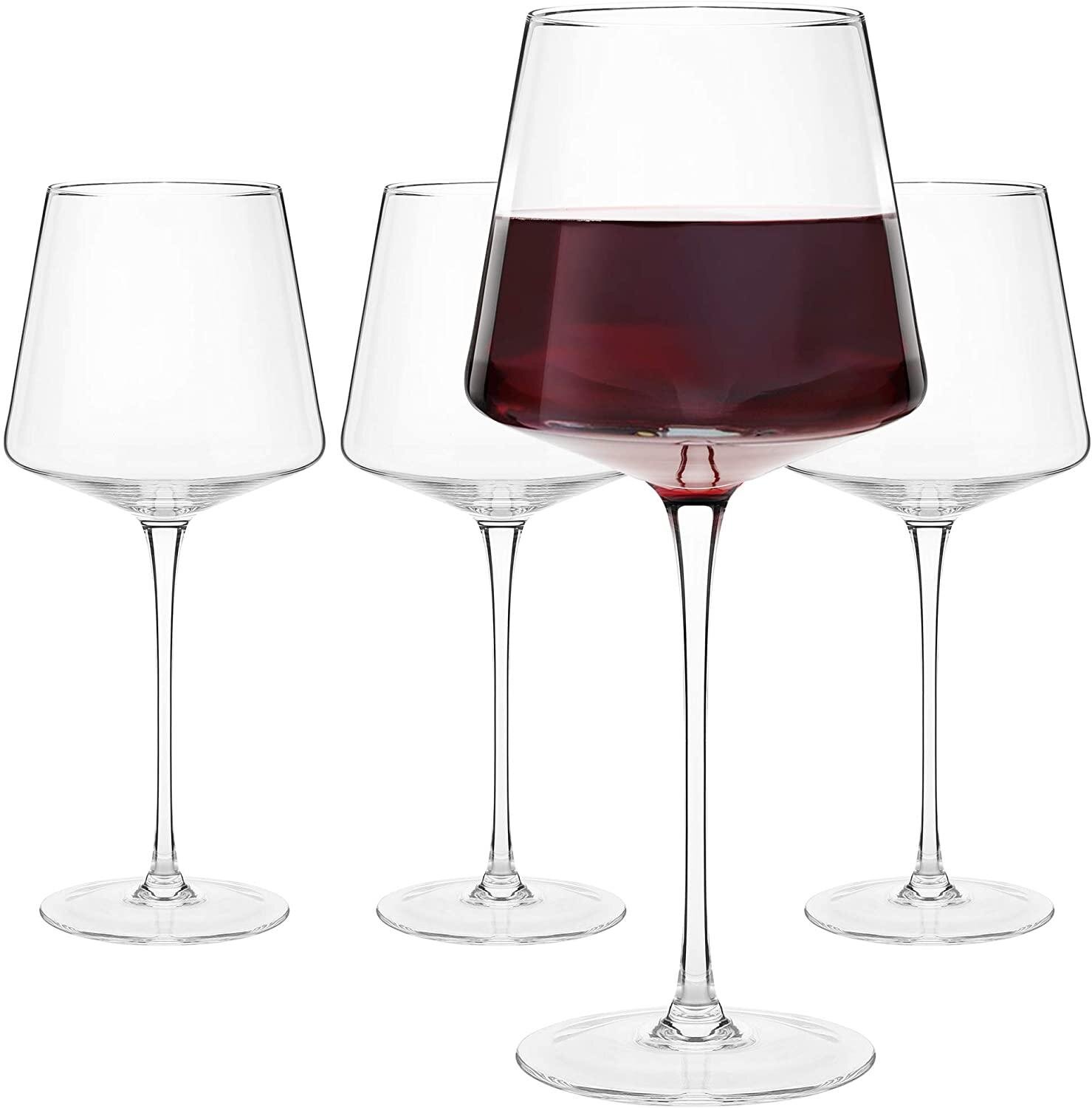 Set of 4 Long Stem Wine Glas Large Wine Glasses Hand Blown Red Wine Glasses 
