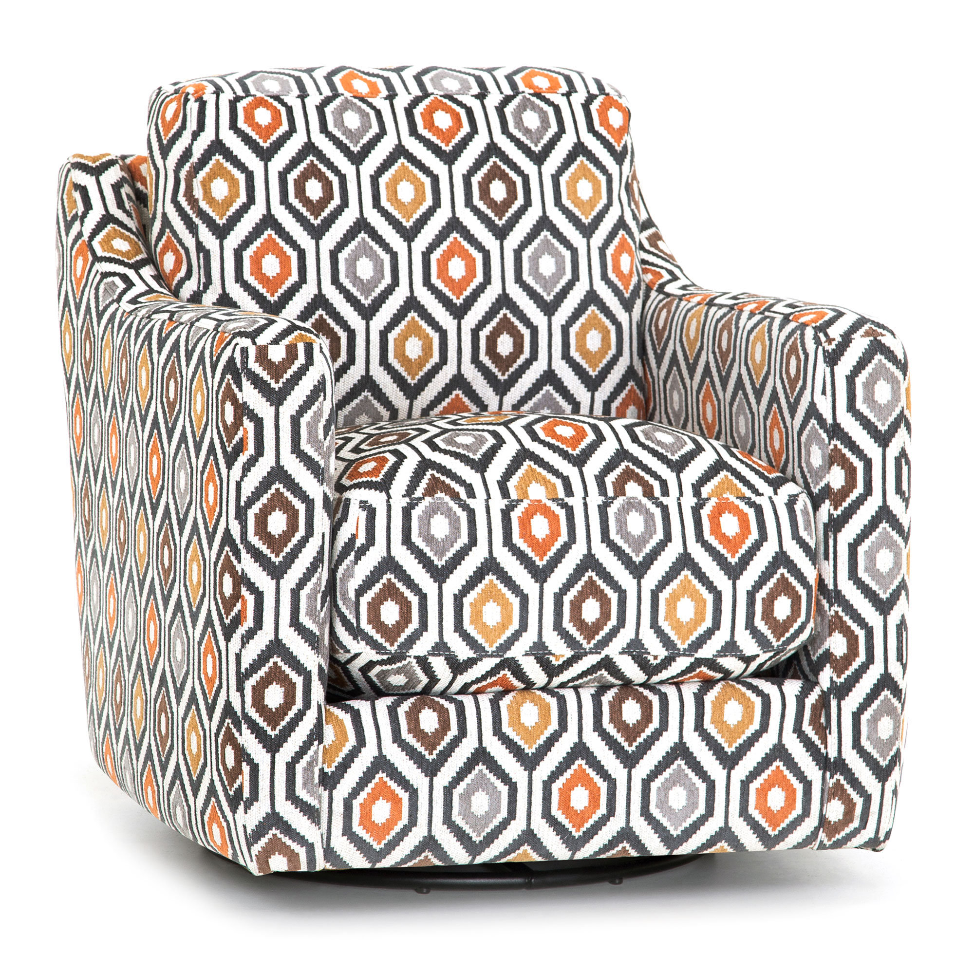 patterned swivel accent chair