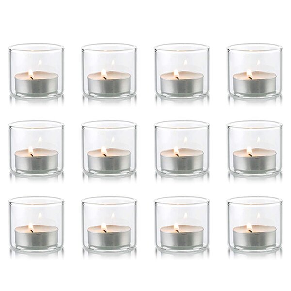 60 wedding & event votive white 8 hour wax candle 5cm frosted shot glass holder 