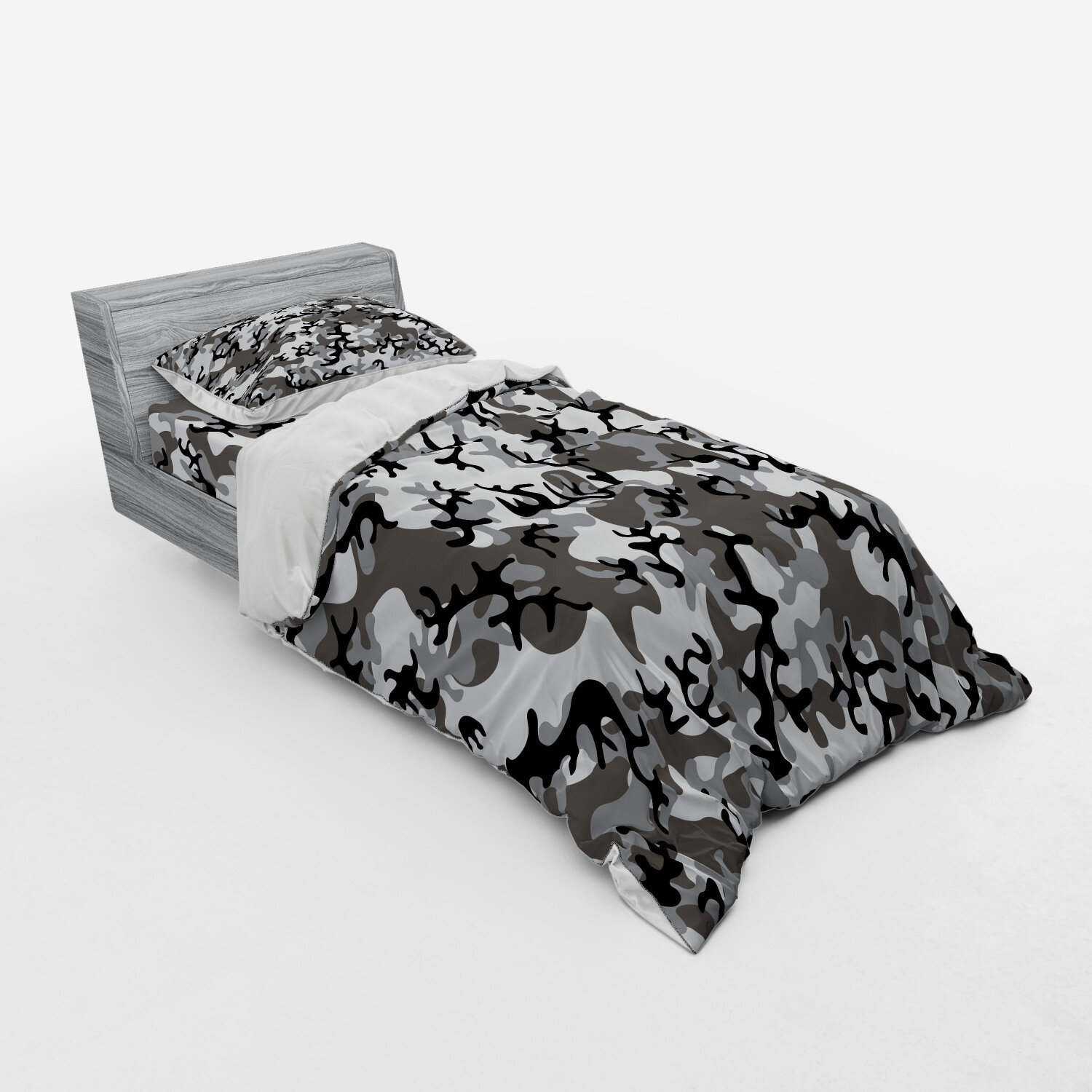 Super King Size Bed Camouflage Black Duvet Cover Set Army Military