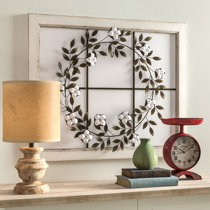 pics Old Window Frame With Wreath old window frame wall decor wayfair