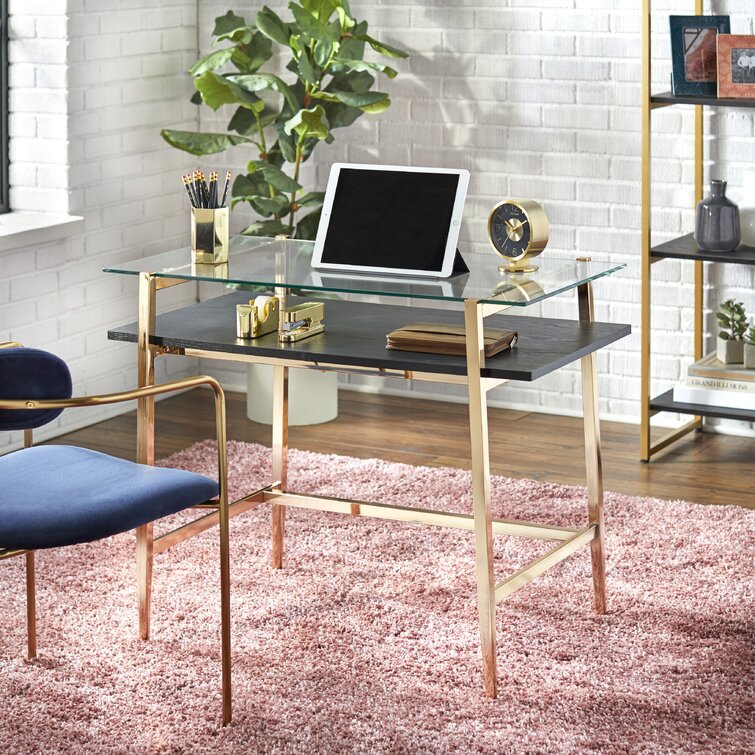 Mercer41 Geri Mid-Century Glass Desk & Reviews | Wayfair