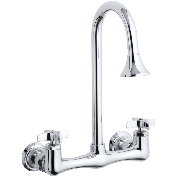Triton Double Cross Handle Utility Sink Faucet With Rosespray Gooseneck Spout