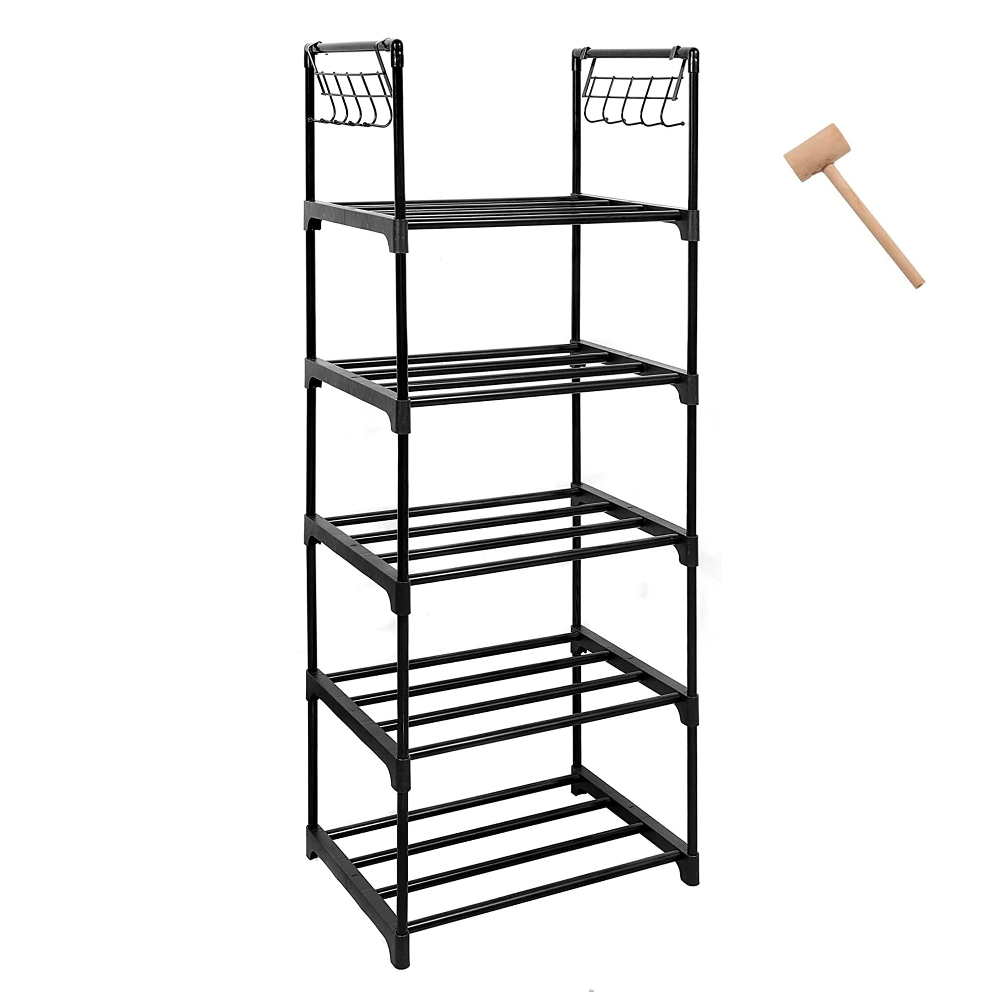 5-Tier Shoe Rack, Small Metal Shoe Stand Organizer For Entryway, Stockable  Storage Rack Closet Storage Cabinet , Free Standing Shoe Rack Shelves