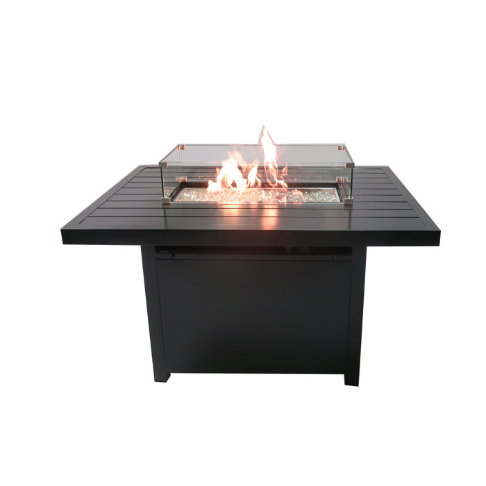 Ebern Designs Rebel Rectangle Aluminum Propane Natural Gas Fire