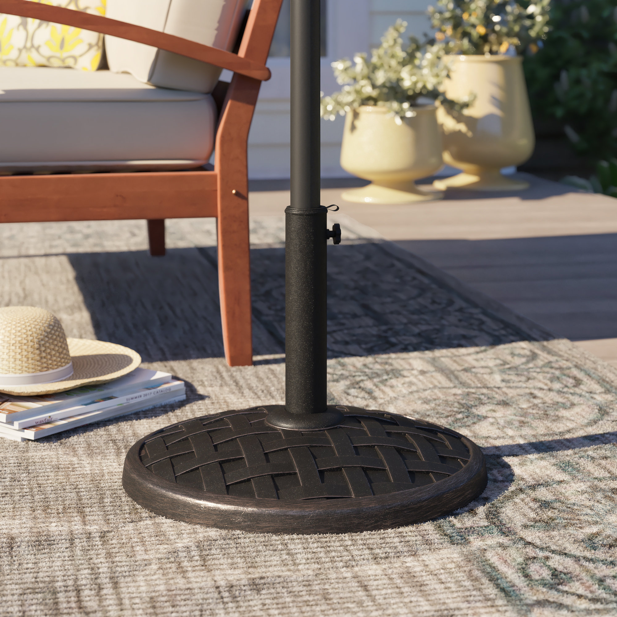 18 inch round patio umbrella base stand durable and rust resistant antique style