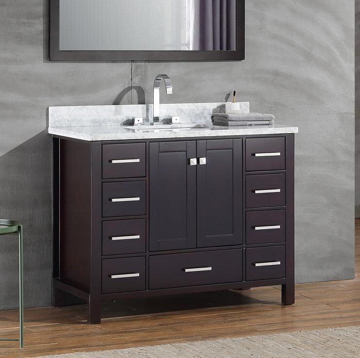 Mercer41 Joseline 43'' Free-standing Single Bathroom Vanity with Stone ...