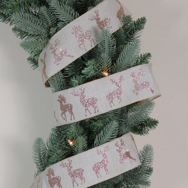 Download Northlight Beige And Gold Glitter Deer Wired Craft Ribbon 2 5 X 16 Yards Wayfair PSD Mockup Templates