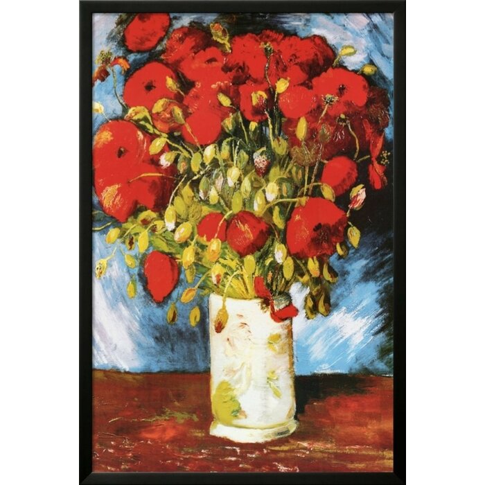 Vase With Red Poppies 1886 Poster By Vincent Van Gogh Framed Painting Print